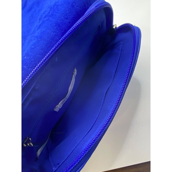 Royal Blue Quilted Velvet feel  Clutch Wristlet With Chain Strap & Turn Lock Clo - Picture 12 of 15